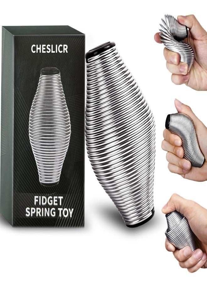 CHESLICR Metal Fidget Spring Toys, Adults 20LB Stainless Steel Stress Ball Cool Gadget Office Desk Silent ADHD Anxiety Relief Item Stocking Stuffer Gift for Teen Boy Men - Image 1
